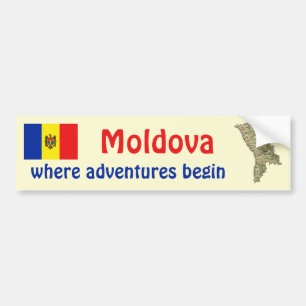 Moldawien Flagge + Karte Autoaufkleber