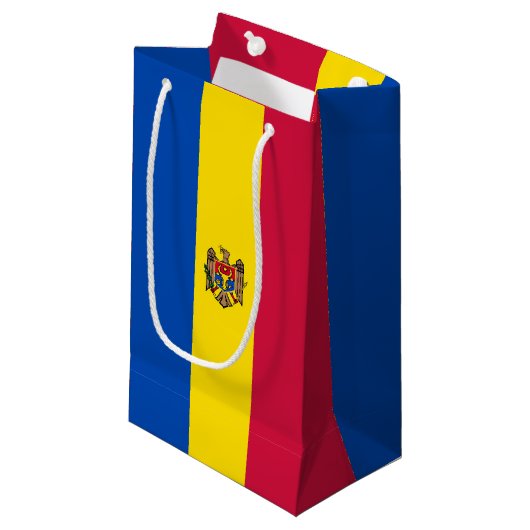 Moldawien-Flagge Kleine Geschenktüte (Vorderseite Schrägansicht)