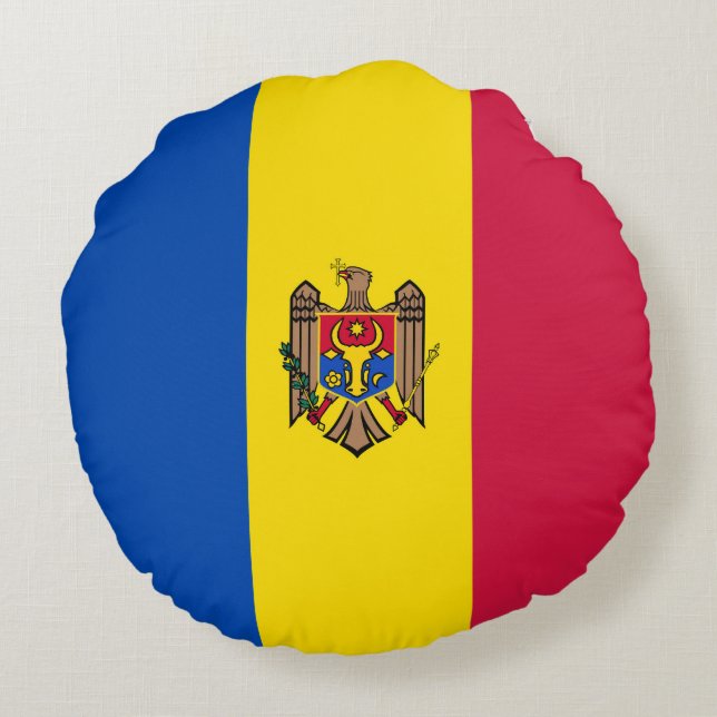 Moldawien-Flagge Rundes Kissen (Rückseite)