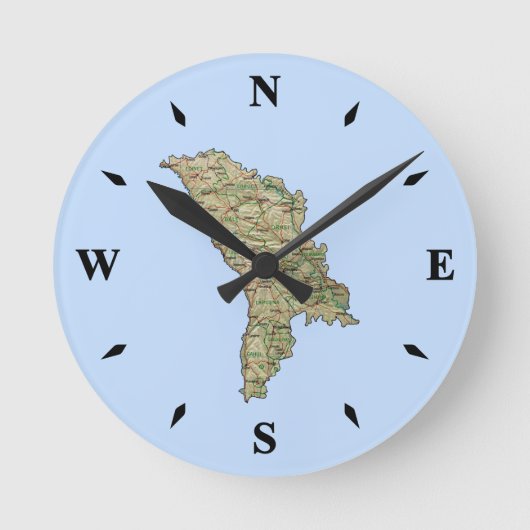 Moldawien Map Clock Runde Wanduhr (Vorderseite)