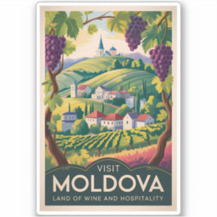 Moldawien Weingut Illustration Reise Kunst Vintage Aufkleber