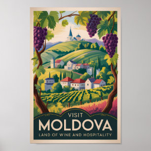 Moldawien Weingut Illustration Reise Kunst Vintage Poster
