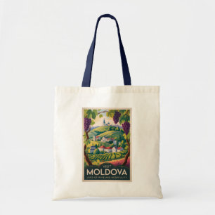 Moldawien Weingut Illustration Reise Kunst Vintage Tragetasche