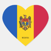 Moldawische Flagge Patriotisch Herz-Aufkleber (Vorderseite)