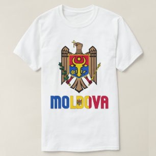Moldawische Flagge und Wappen Patriotisch T-Shirt