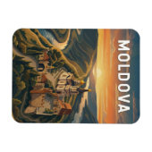 Moldova Illustration Reise Kunst Vintage Magnet (Horizontal)
