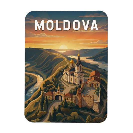 Moldova Illustration Reise Kunst Vintage Magnet (Vertikal)