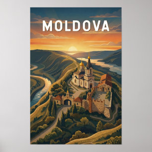 Moldova Illustration Reise Kunst Vintage Poster