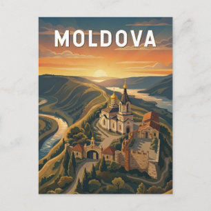 Moldova Illustration Reise Kunst Vintage Postkarte
