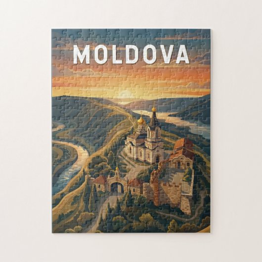 Moldova Illustration Reise Kunst Vintage Puzzle (Vertikal)