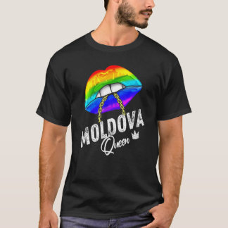 Moldova Queen Lgbtq Gay Pride Flagge Lippen Regenb T-Shirt