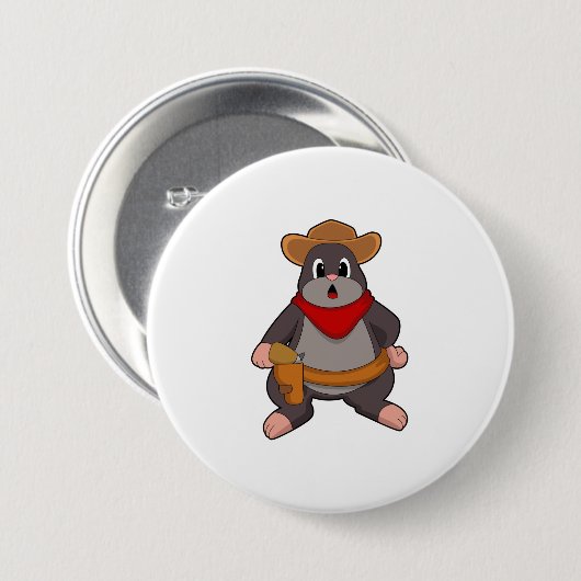 Mole als Cowboy Button (Vorne & Hinten)