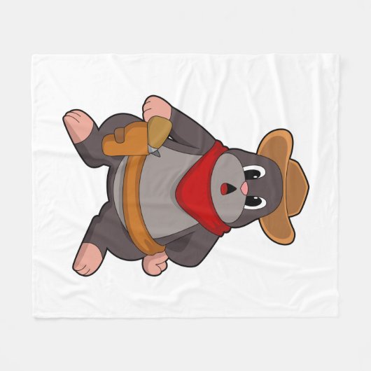 Mole als Cowboy Fleecedecke (Vorderseite (Horizontal))