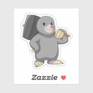 Mole als Handyman mit Hammer Aufkleber