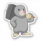 Mole als Handyman mit Hammer Aufkleber (Vorderseite)