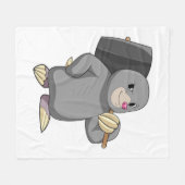 Mole als Handyman mit Hammer Fleecedecke (Vorderseite (Horizontal))