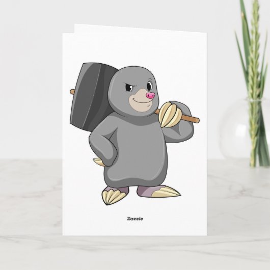 Mole als Handyman mit Hammer Karte (Rückseite)