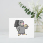 Mole als Handyman mit Hammer Postkarte (Stehend Vorderseite)
