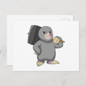 Mole als Handyman mit Hammer Postkarte (Vorne/Hinten)