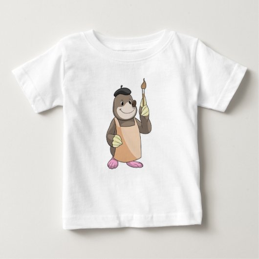 Mole als Maler mit Pinsel Baby T-shirt (Vorderseite)