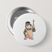 Mole als Maler mit Pinsel Button (Vorne & Hinten)