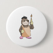 Mole als Maler mit Pinsel Button (Vorderseite)
