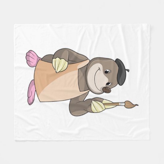 Mole als Maler mit Pinsel Fleecedecke (Vorderseite (Horizontal))