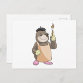 Mole als Maler mit Pinsel Postkarte (Vorne/Hinten)