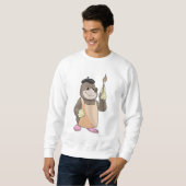 Mole als Maler mit Pinsel Sweatshirt (Vorne ganz)