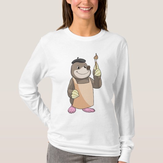 Mole als Maler mit Pinsel T-Shirt (Vorderseite)