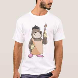 Mole als Maler mit Pinsel T-Shirt