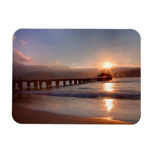 Mole am Strand bei Sonnenuntergang, Hawaii Magnet