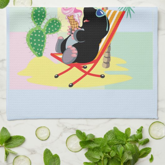 Mole am Strand Geschirrtuch (Gefaltet)