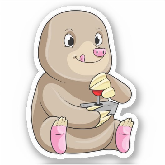 Mole as Gamer mit Joystick Aufkleber (Vorderseite)