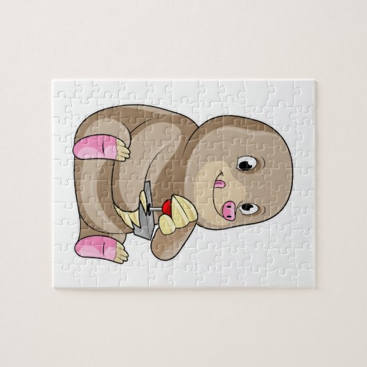 Mole as Gamer mit Joystick Puzzle (Horizontal)