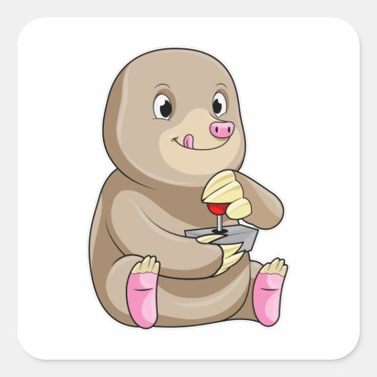 Mole as Gamer mit Joystick Quadratischer Aufkleber (Vorderseite)