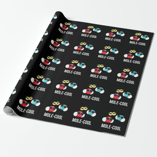 Mole-Coole Funny Molecule Pun Dark BG Geschenkpapier (Ungerollt)