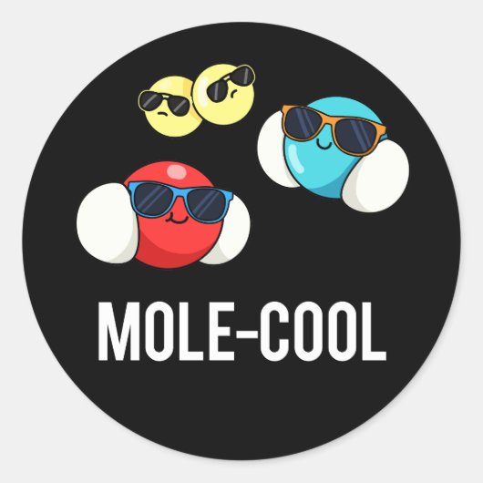 Mole-Coole Funny Molecule Pun Dark BG Runder Aufkleber (Vorderseite)