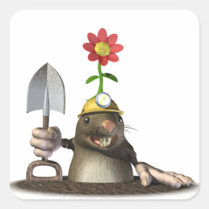 Mole in einem Loch Quadratischer Aufkleber