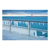 Mole in Warnemuende (Deutschland) im Winter Fotodruck (Vorne)