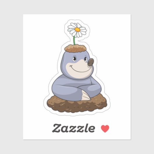 Mole mit Daisy-Blume Aufkleber (Blatt)