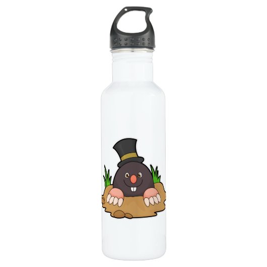 Mole mit Molehill & Hat Edelstahlflasche (Vorderseite)