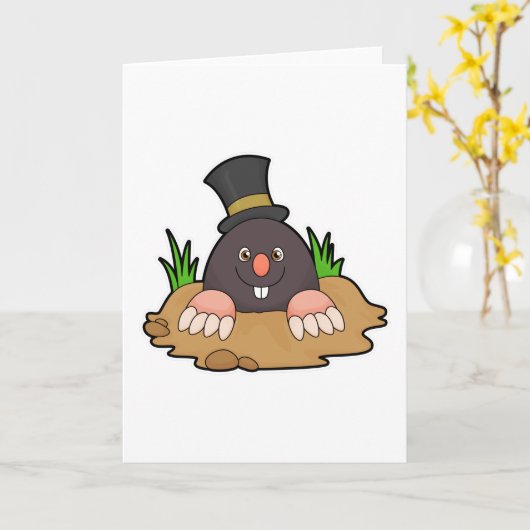 Mole mit Molehill & Hat Karte (Gelbe Blume)