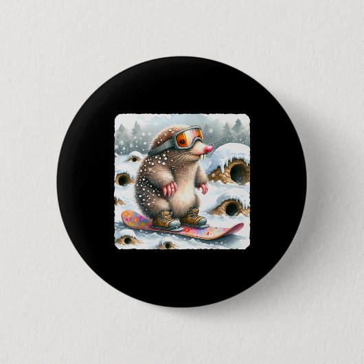 Mole Snowboarden mit Brillen. Snowboard Snowboarde Button (Vorderseite)