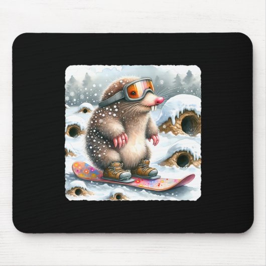 Mole Snowboarden mit Brillen. Snowboard Snowboarde Mousepad (Vorne)