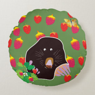 Mole Spring Erdbeeren Rundes Kissen