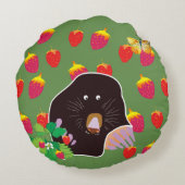 Mole Spring Erdbeeren Rundes Kissen (Rückseite)
