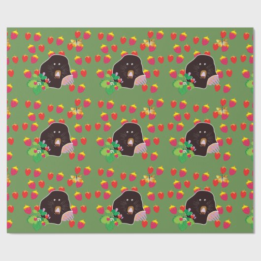 Mole Strawberries Wrapping Paper Geschenkpapier (Flach)