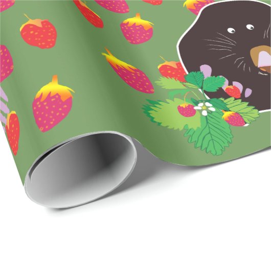 Mole Strawberries Wrapping Paper Geschenkpapier (Rolleneckpunkt)