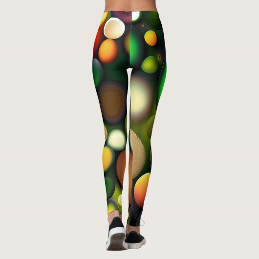 Molekülkreise Regenbogenmuster Leggings (Rückseite)